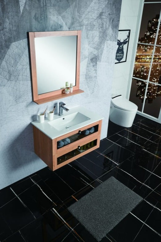 BEL BAGNO MANHATTAN WHITE OAK II 600MM SINGLE BOWL WALL HUNG VANITY AND BASIN