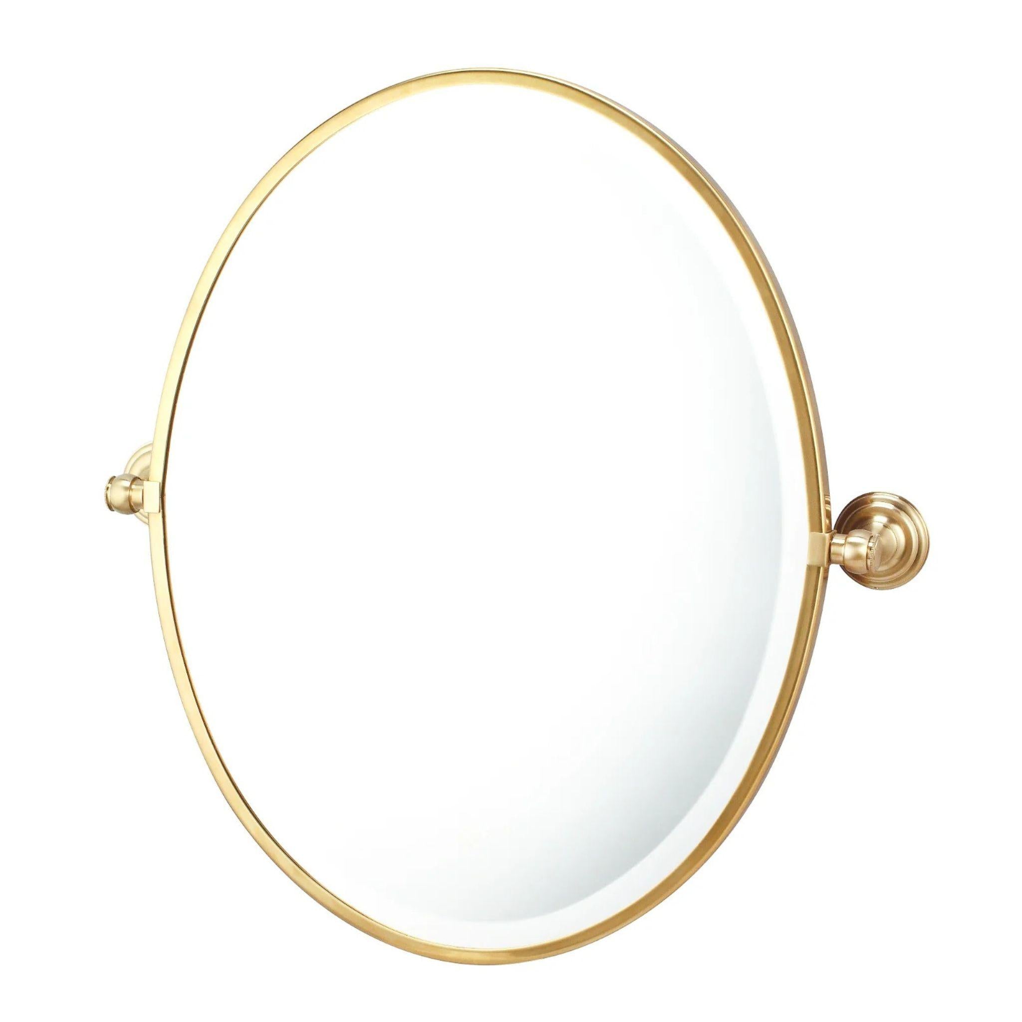 TURNER HASTINGS MAYER FRAMED PIVOT OVAL MIRROR BRUSHED BRASS 538X620MM
