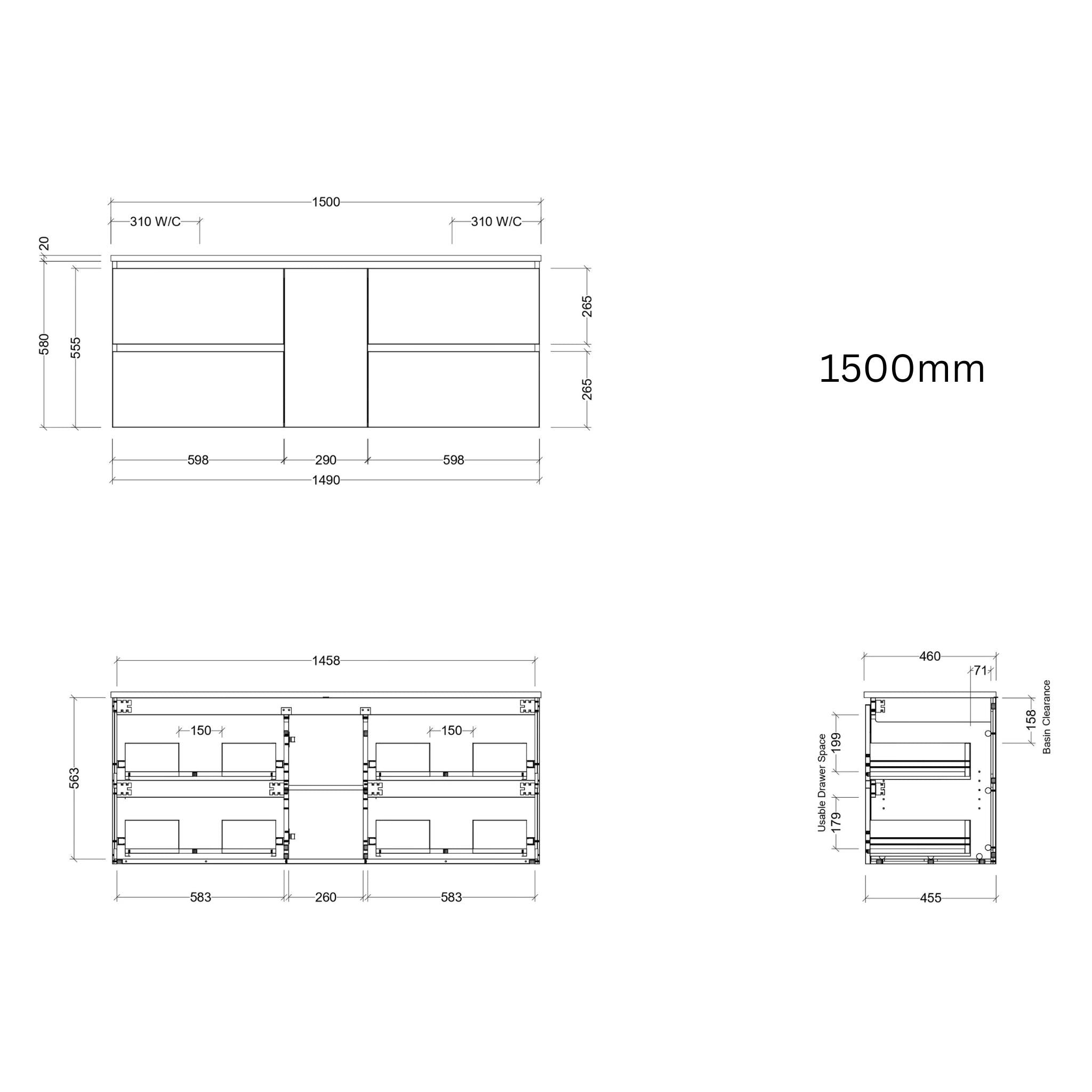 TIMBERLINE MARSHALL CUSTOM WALL HUNG VANITY (ALL SIZING)