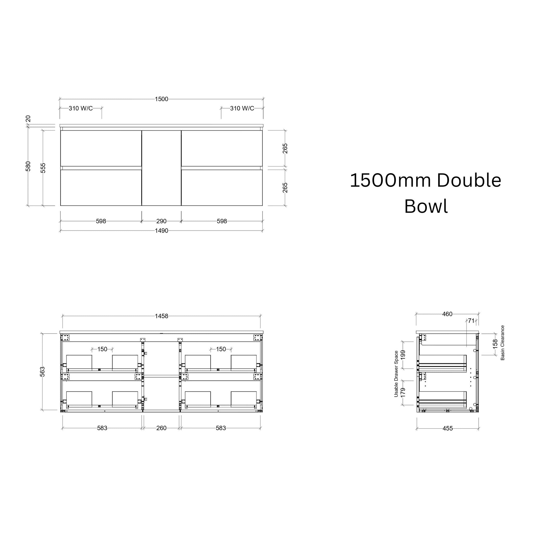 TIMBERLINE MARSHALL CUSTOM WALL HUNG VANITY (ALL SIZING)