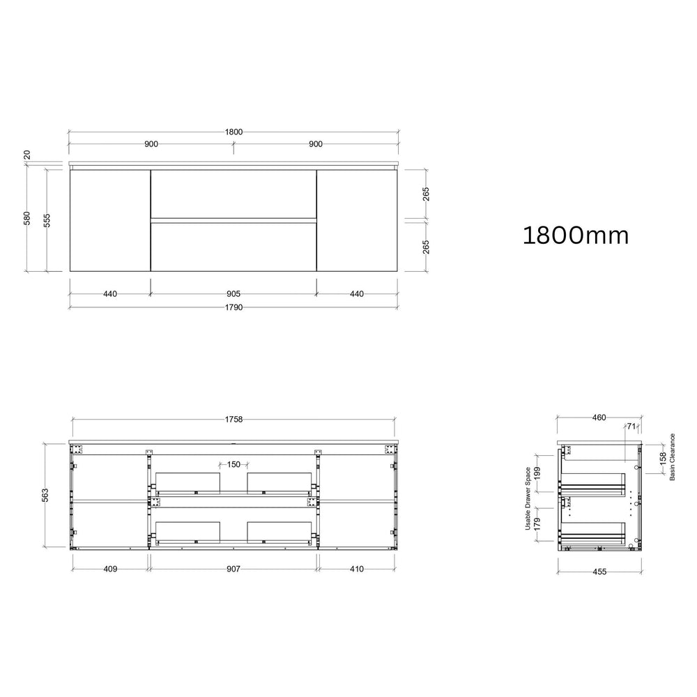 TIMBERLINE MARSHALL CUSTOM WALL HUNG VANITY (ALL SIZING)