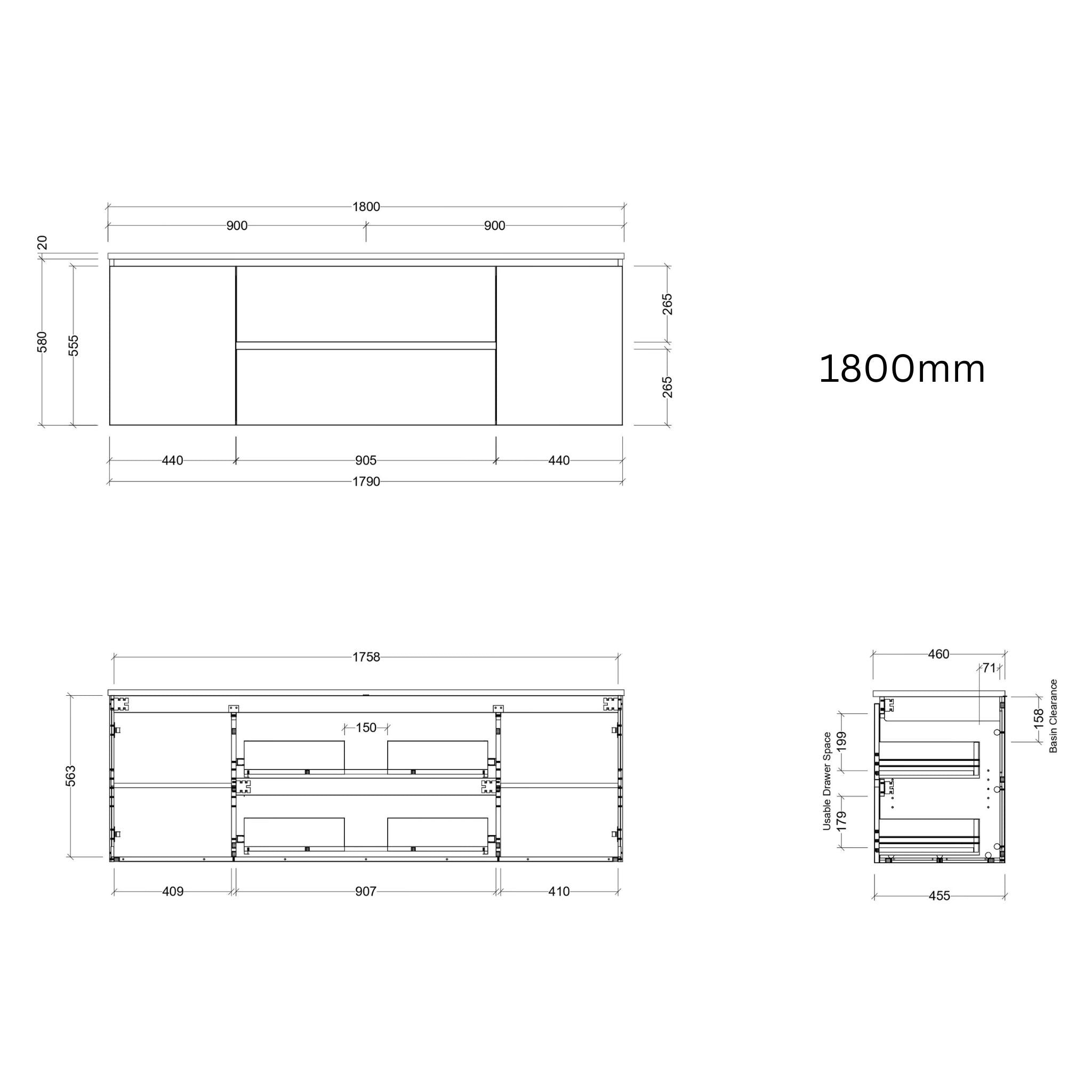 TIMBERLINE MARSHALL CUSTOM WALL HUNG VANITY (ALL SIZING)