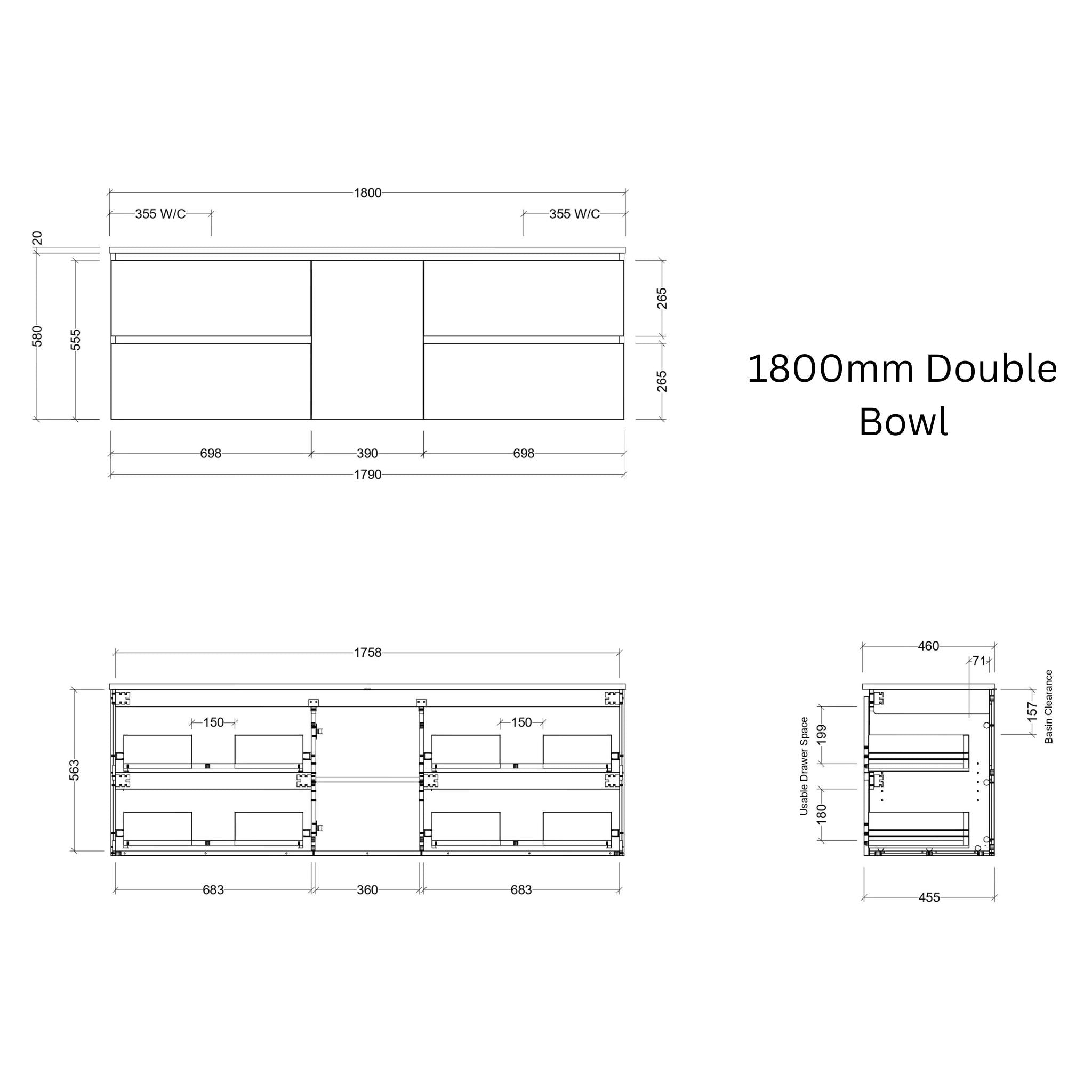 TIMBERLINE MARSHALL CUSTOM WALL HUNG VANITY (ALL SIZING)