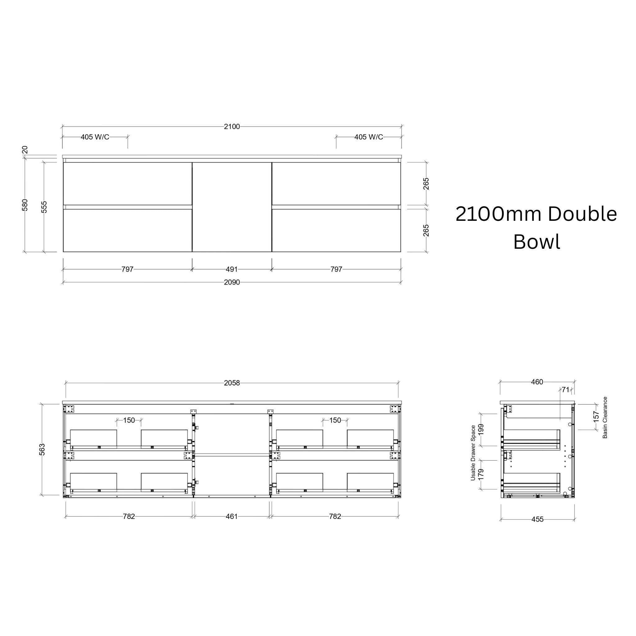 TIMBERLINE MARSHALL CUSTOM WALL HUNG VANITY (ALL SIZING)