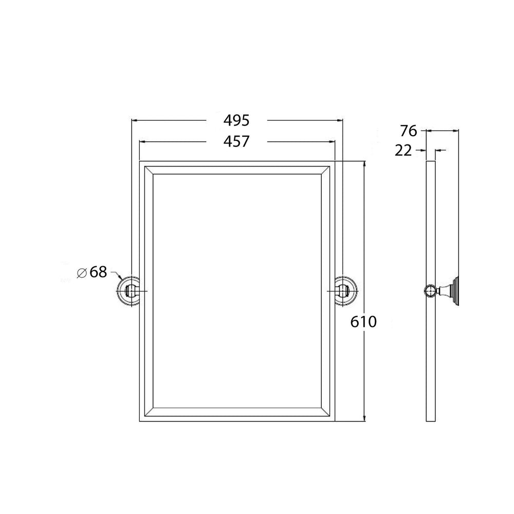 TURNER HASTINGS MAYER FRAMED PIVOT RECTANGULAR MIRROR CHROME 495X610MM