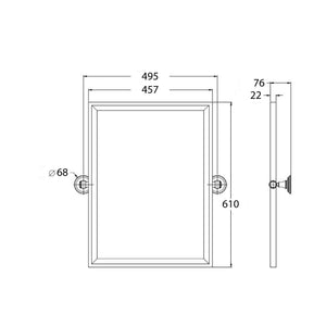 TURNER HASTINGS MAYER FRAMED PIVOT RECTANGULAR MIRROR CHROME 495X610MM