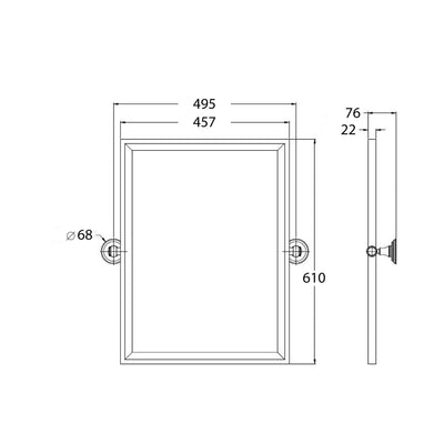 TURNER HASTINGS MAYER FRAMED PIVOT RECTANGULAR MIRROR CHROME 495X610MM