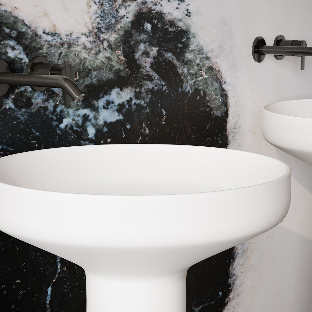 BELBAGNO MARCELLO FREESTANDING PEDESTAL BASIN MATTE WHITE 500MM X 850MM