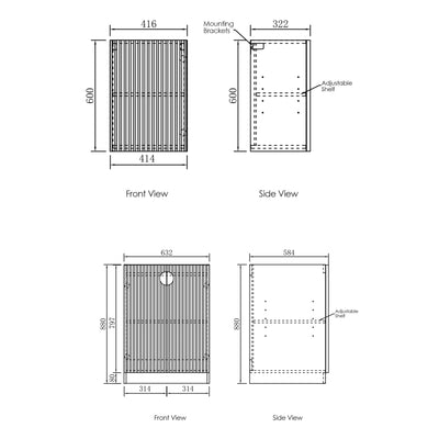 OTTI MARLO MATTE BLACK 1715MM LAUNDRY AND WALL CABINET WITH STONE TOP & SINK (PACKAGE-B)