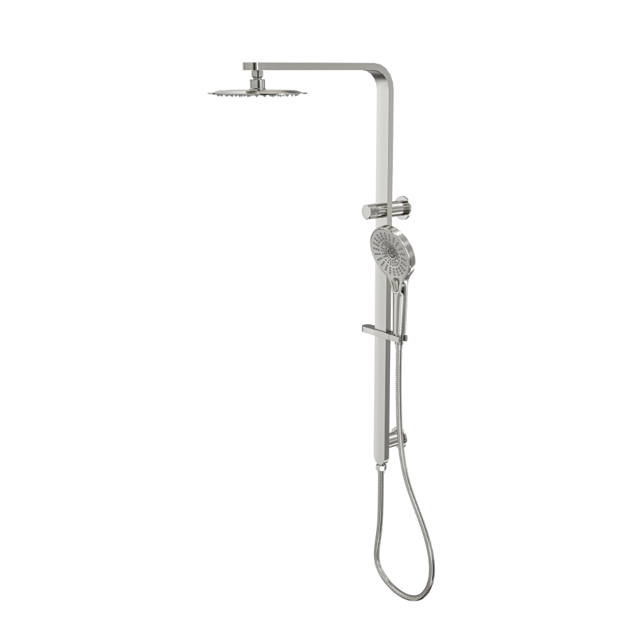 LINSOL MASON SHOWER COMBINATION AND MULTIFUNCTION HANDPIECE WITH 200MM ROUND HEAD BRUSHED NICKEL
