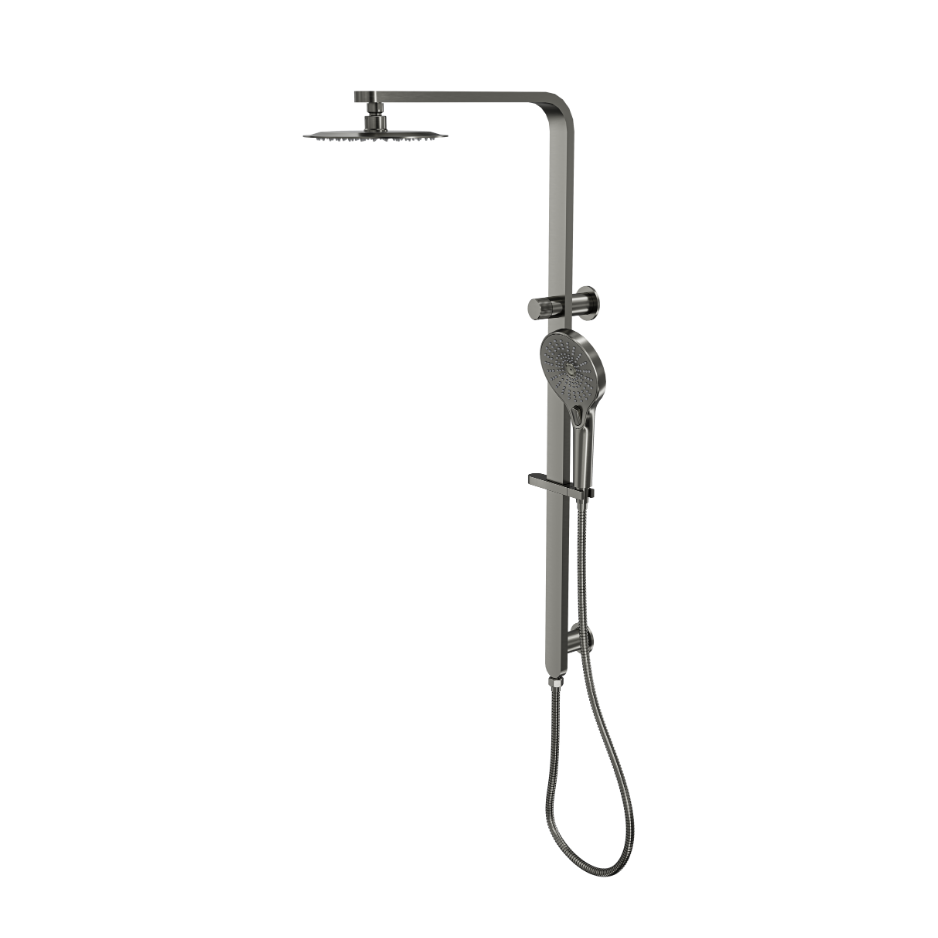 LINSOL MASON SHOWER COMBINATION AND MULTIFUNCTION HANDPIECE WITH 200MM ROUND HEAD GUN METAL