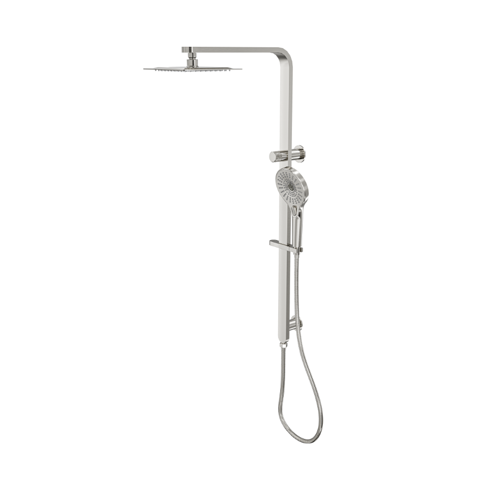LINSOL MASON SHOWER COMBINATION AND MULTIFUNCTION HANDPIECE WITH 200MM SQUARE HEAD BRUSHED NICKEL