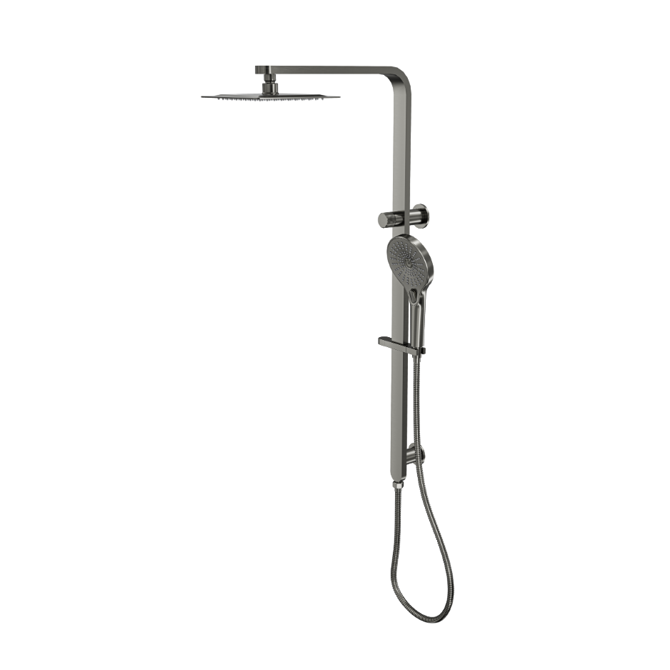 LINSOL MASON SHOWER COMBINATION AND MULTIFUNCTION HANDPIECE WITH 200MM SQUARE HEAD GUN METAL