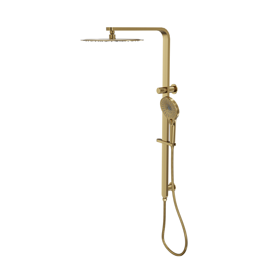 LINSOL MASON SHOWER COMBINATION AND MULTIFUNCTION HANDPIECE WITH 300MM ROUND HEAD BRUSHED BRASS