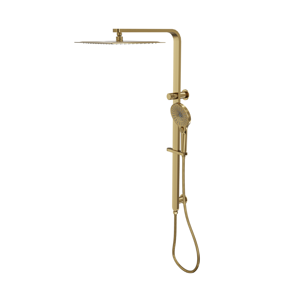 LINSOL MASON SHOWER COMBINATION AND MULTIFUNCTION HANDPIECE WITH 300MM SQUARE HEAD BRUSHED BRASS