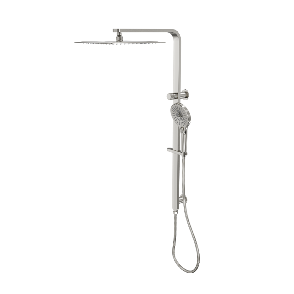LINSOL MASON SHOWER COMBINATION AND MULTIFUNCTION HANDPIECE WITH 300MM SQUARE HEAD BRUSHED NICKEL