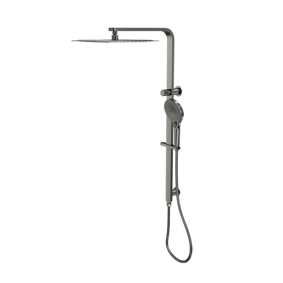 LINSOL MASON SHOWER COMBINATION AND MULTIFUNCTION HANDPIECE WITH 300MM SQUARE HEAD GUN METAL