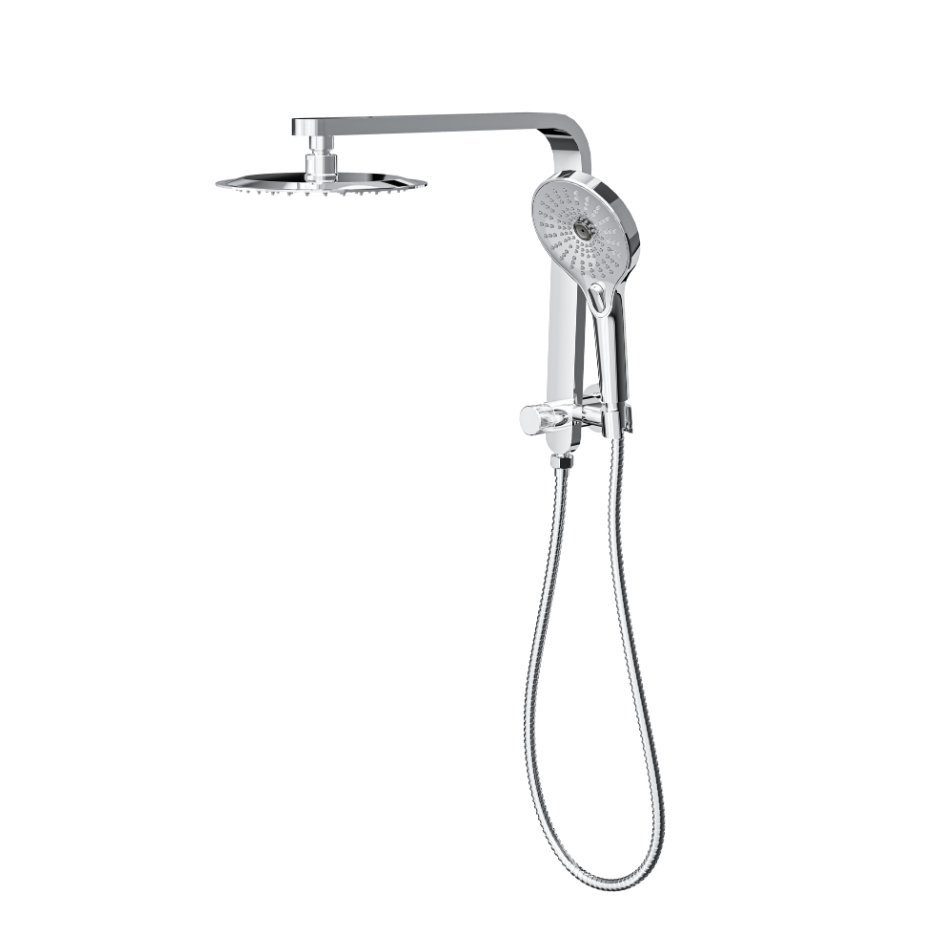 LINSOL MASON SHORT SHOWER COMBINATION AND MULTIFUNCTION HANDPIECE WITH 200MM ROUND HEAD CHROME