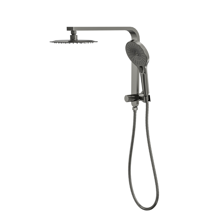 LINSOL MASON SHORT SHOWER COMBINATION AND MULTIFUNCTION HANDPIECE WITH 200MM ROUND HEAD GUN METAL