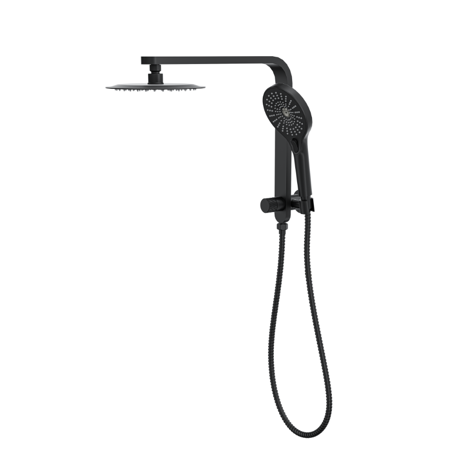 LINSOL MASON SHORT SHOWER COMBINATION AND MULTIFUNCTION HANDPIECE WITH 200MM ROUND HEAD MATTE BLACK