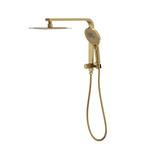 LINSOL MASON SHORT SHOWER COMBINATION AND MULTIFUNCTION HANDPIECE WITH 200MM SQUARE HEAD BRUSHED BRASS
