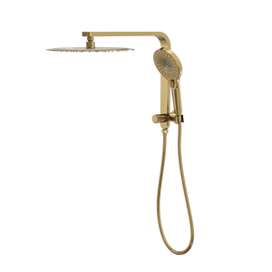LINSOL MASON SHORT SHOWER COMBINATION AND MULTIFUNCTION HANDPIECE WITH 300MM ROUND HEAD BRUSHED BRASS