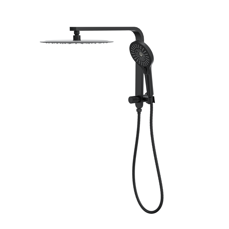 LINSOL MASON SHORT SHOWER COMBINATION AND MULTIFUNCTION HANDPIECE WITH 300MM ROUND HEAD MATTE BLACK