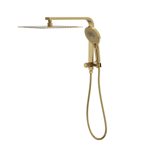 LINSOL MASON SHORT SHOWER COMBINATION AND MULTIFUNCTION HANDPIECE WITH 300MM SQUARE HEAD BRUSHED BRASS