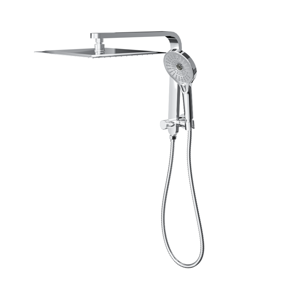 LINSOL MASON SHORT SHOWER COMBINATION AND MULTIFUNCTION HANDPIECE WITH 300MM SQUARE HEAD CHROME