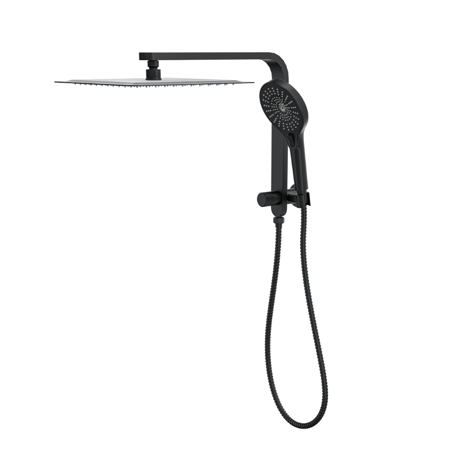 LINSOL MASON SHORT SHOWER COMBINATION AND MULTIFUNCTION HANDPIECE WITH 300MM SQUARE HEAD MATTE BLACK