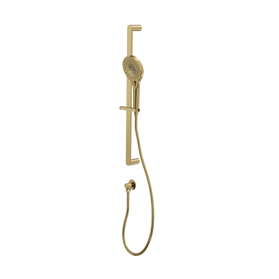 LINSOL MASON SLIDING SHOWER RAIL WITH MULTIFUNCTION HANDPIECE BRUSHED BRASS