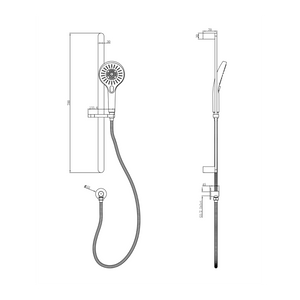 LINSOL MASON SLIDING SHOWER RAIL - Technical Drawing