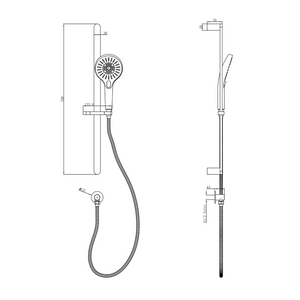 LINSOL MASON SLIDING SHOWER RAIL - Technical Drawing