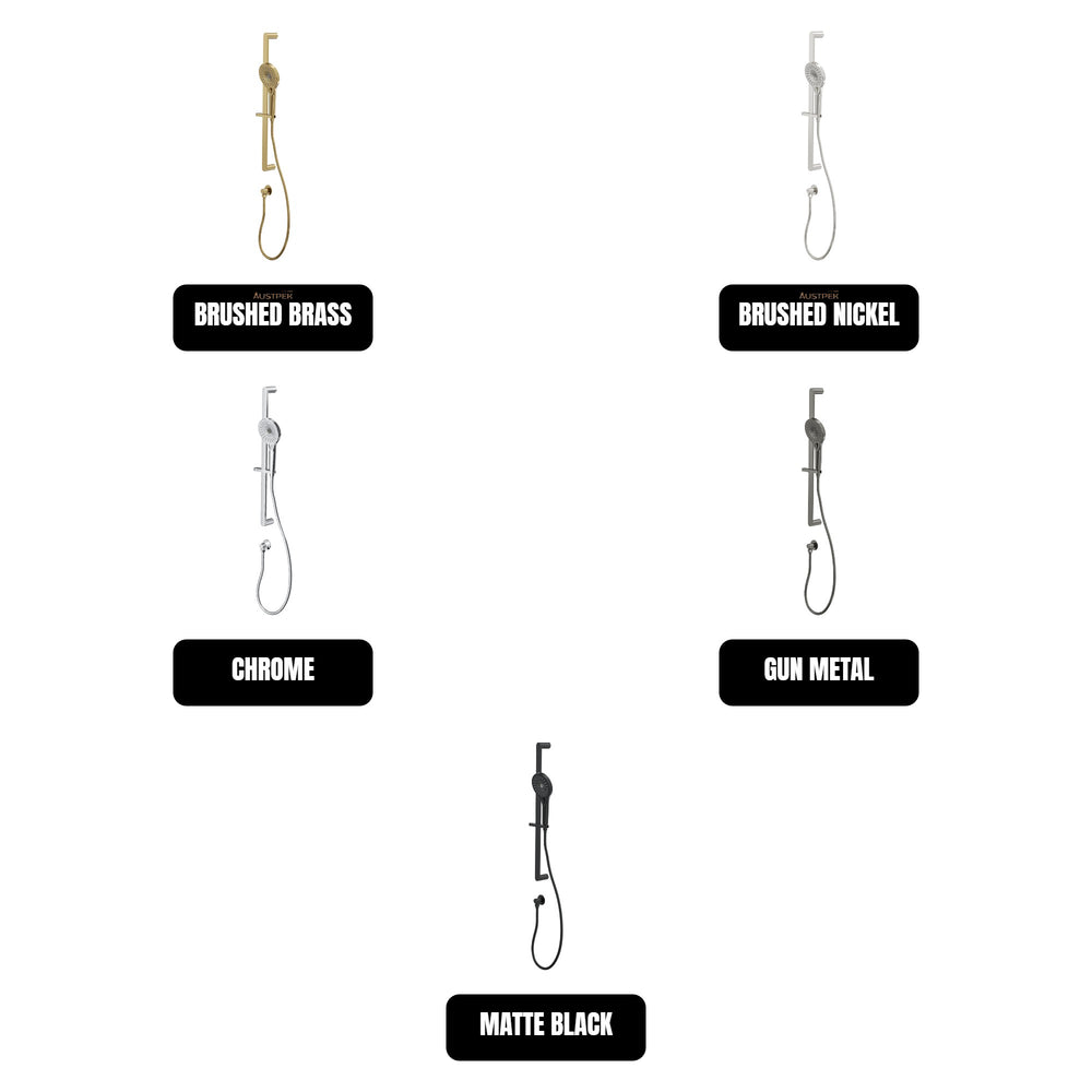 LINSOL MASON SLIDING SHOWER RAIL WITH MULTIFUNCTION HANDPIECE 700MM BRUSHED BRASS