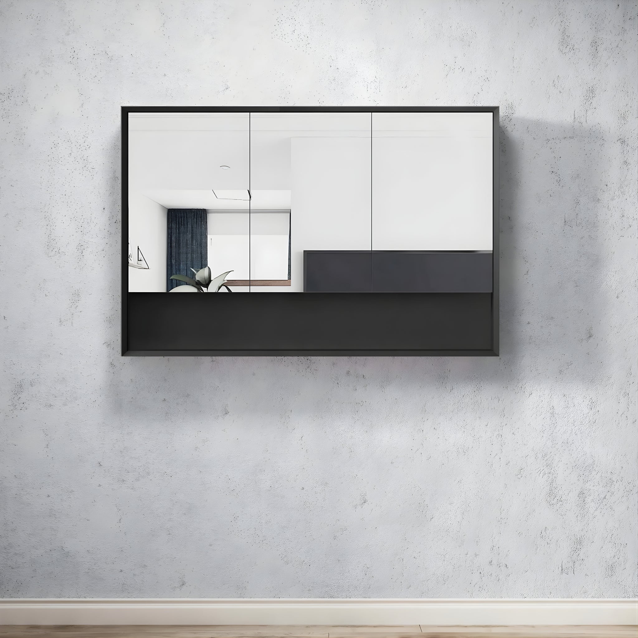 OTTI MARLO WALL HUNG BLACK SHAVING CABINET 1200X800MM
