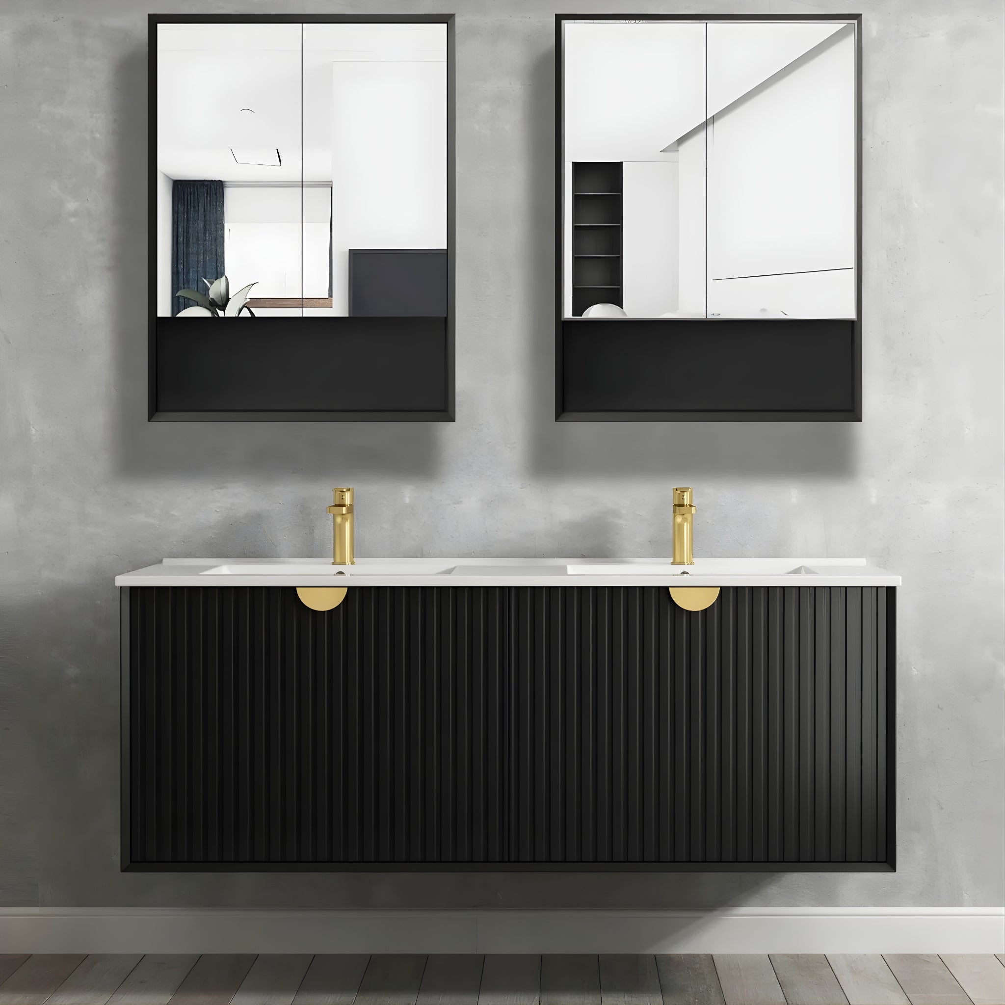 OTTI MARLO WALL HUNG BLACK SHAVING CABINET 600X800MM