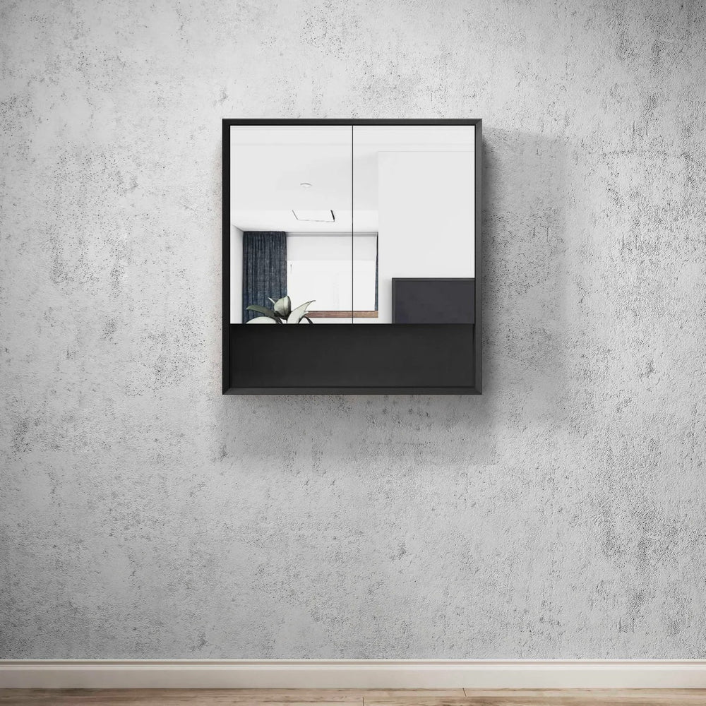 OTTI MARLO MATTE BLACK WALL HUNG SHAVING CABINET 750X800MM