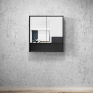 OTTI MARLO MATTE BLACK WALL HUNG SHAVING CABINET 750X800MM