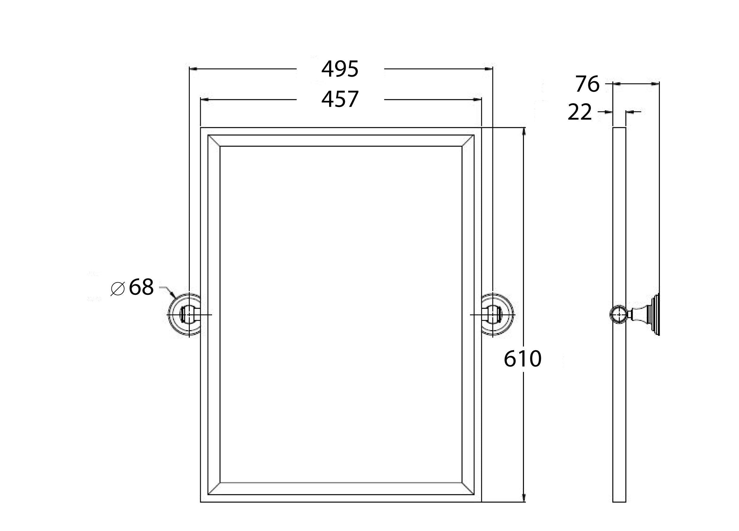 TURNER HASTINGS MAYER FRAMED PIVOT RECTANGULAR MIRROR BRUSHED BRASS 495X610MM