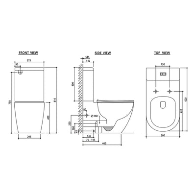 ZUMI DONNA RIMLESS BACK-TO-WALL TOILET SUITE GLOSS WHITE