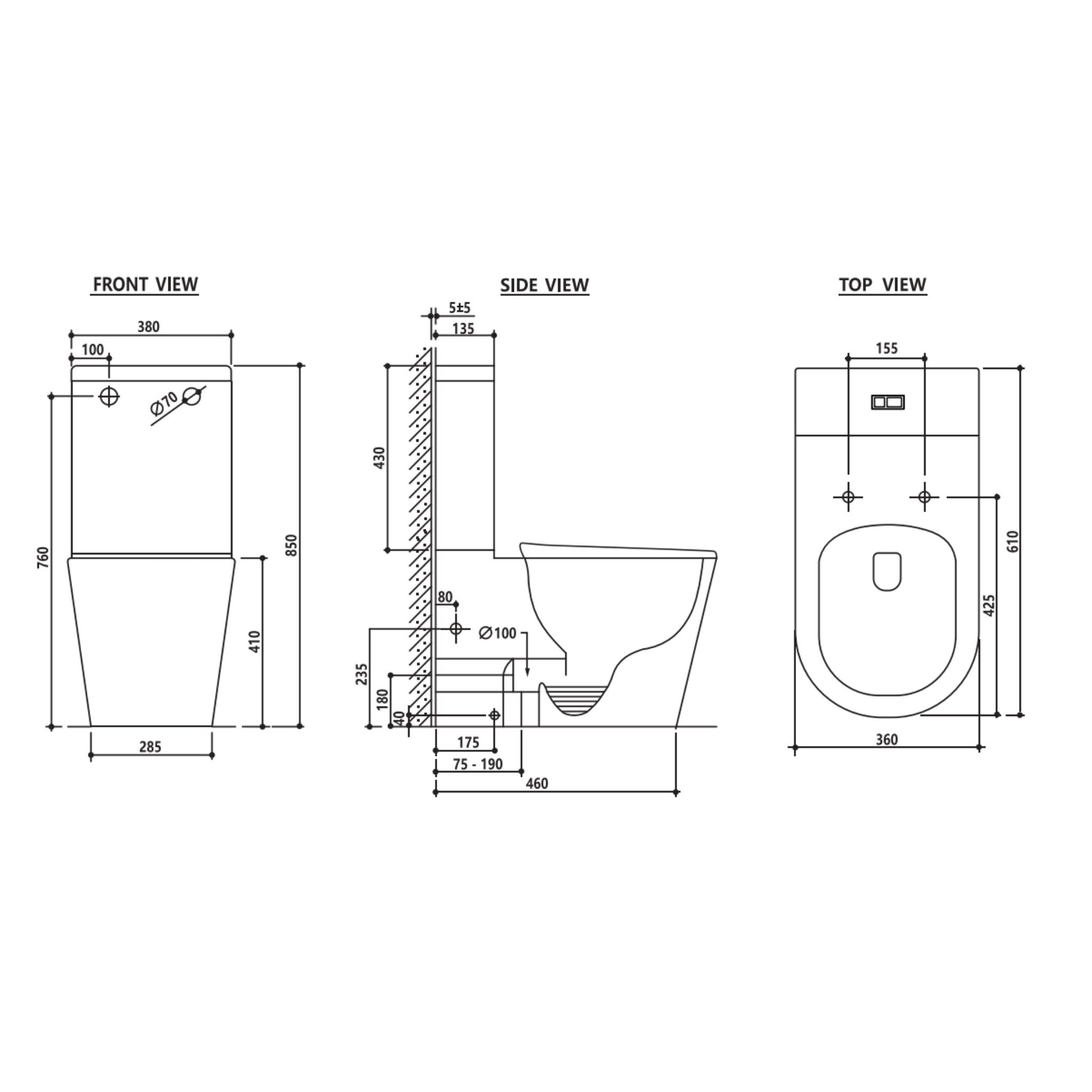 ZUMI SANDRA RIMLESS BACK-TO-WALL TOILET SUITE GLOSS WHITE