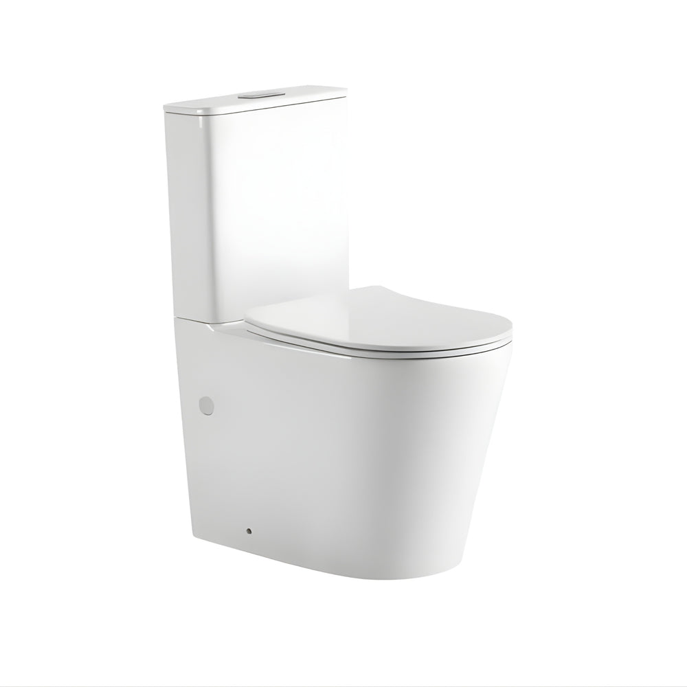 ZUMI ZERO EXTRA HIGH RIMLESS BACK-TO-WALL TOILET SUITE GLOSS WHITE