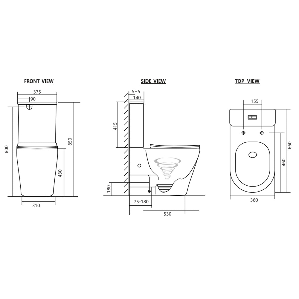 ZUMI ZERO EXTRA HIGH RIMLESS BACK-TO-WALL TOILET SUITE GLOSS WHITE