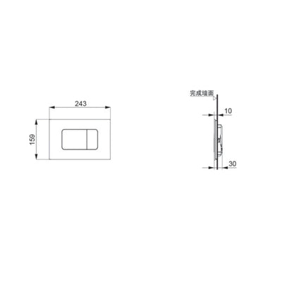 TOTO AXENT RECTANGULAR BUTTON FLUSH PLATE 243MM MATTE WHITE
