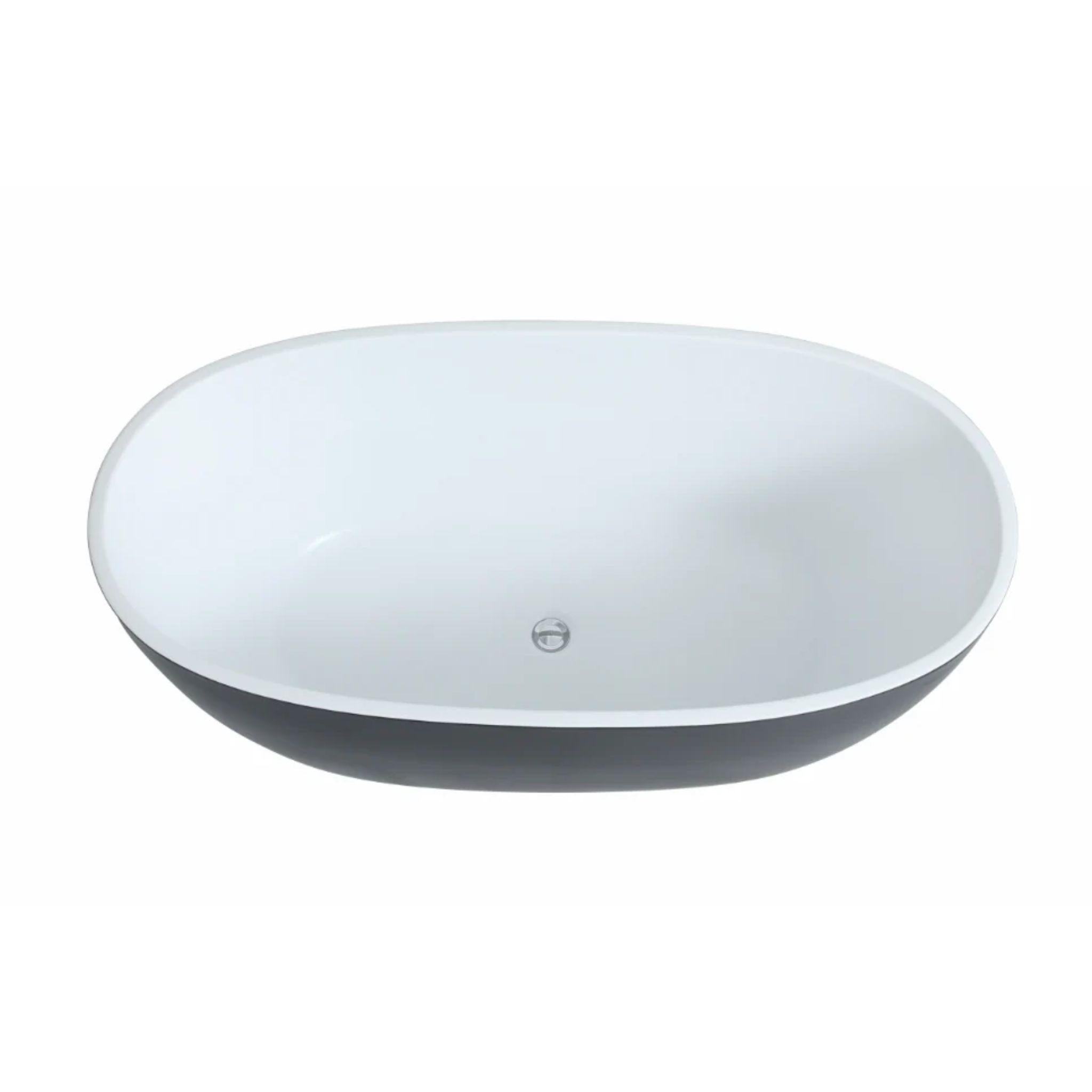 POSEIDON STELLA FREE STANDING BATHTUB MATTE BLACK AND MATTE WHITE 1700MM