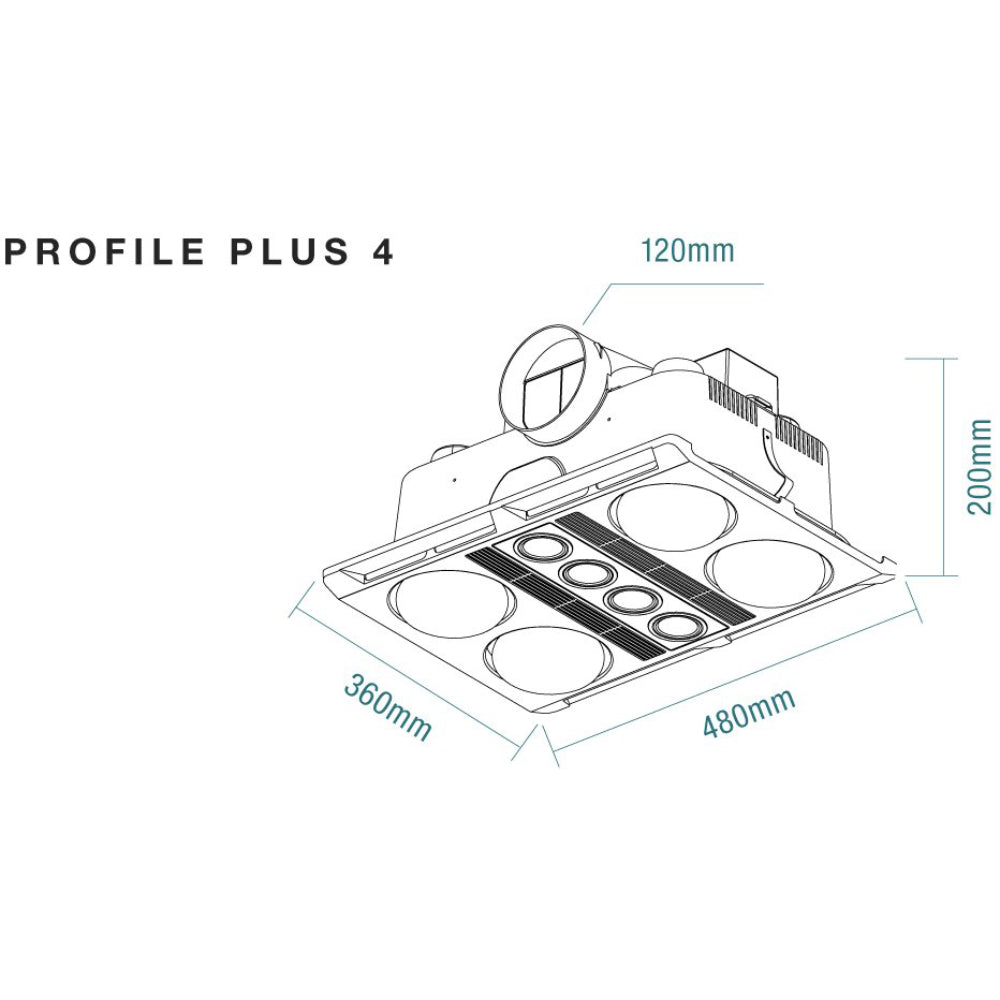 MARTEC PROFILE PLUS 4 HEAT 3 IN 1 BATHROOM HEATER EXHAUST FAN WITH LED LIGHTS WHITE