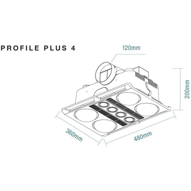 MARTEC PROFILE PLUS 4 HEAT 3 IN 1 BATHROOM HEATER EXHAUST FAN WITH LED LIGHTS WHITE
