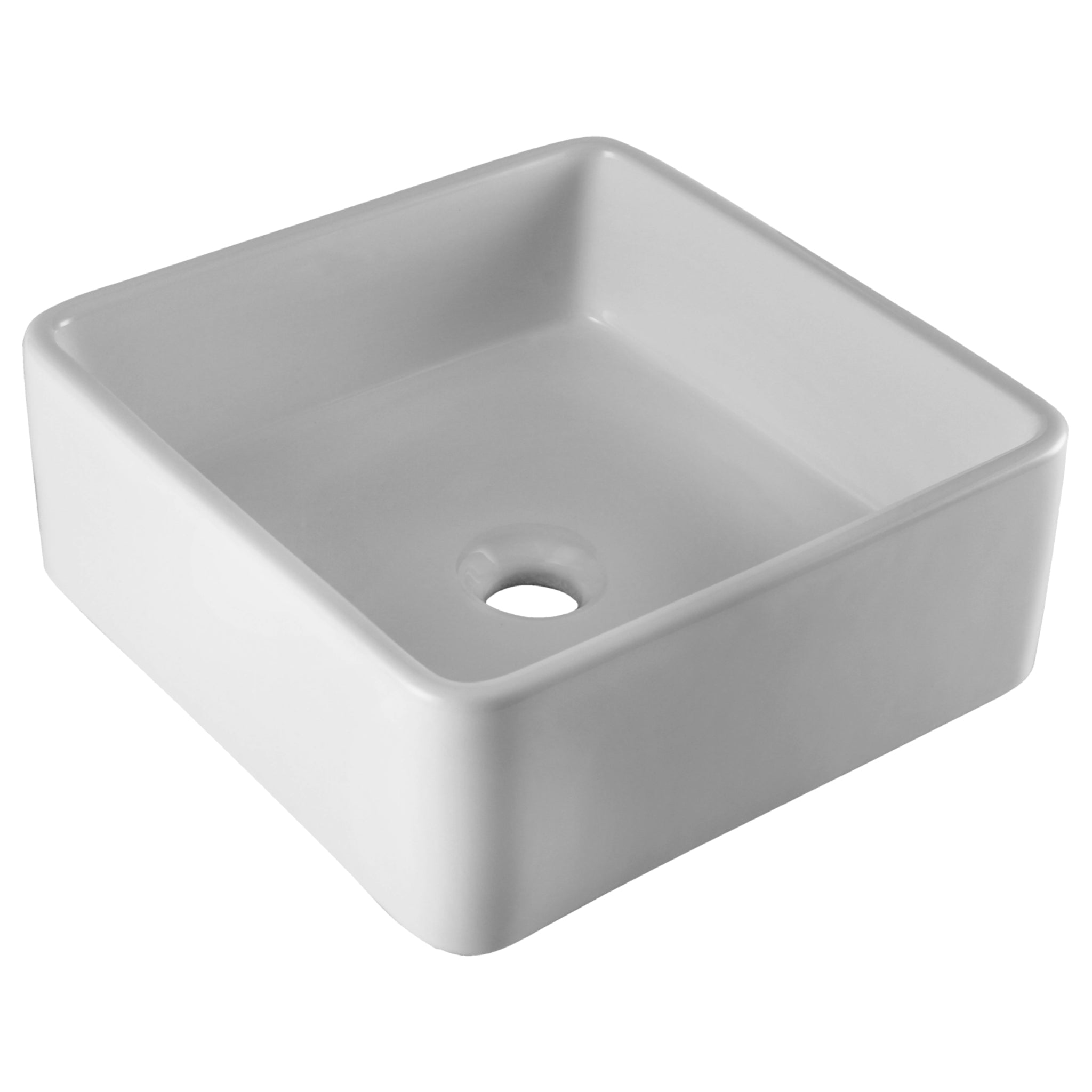 JOHNSON SUISSE ESTI SQUARE COUNTERTOP BASIN NO TAPHOLE WITH CHROME POP-UP WASTE WHITE 350MM