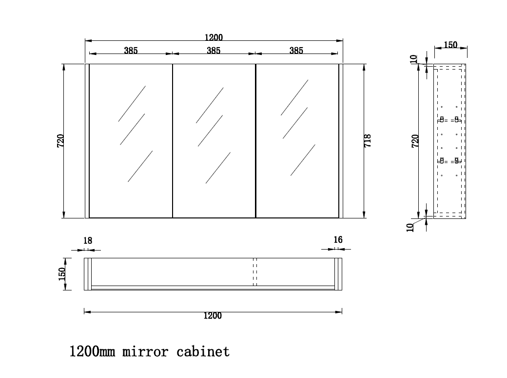 RIVA GENEVA AMERICAN OAK FLUTED MIRROR CABINET 1200MM