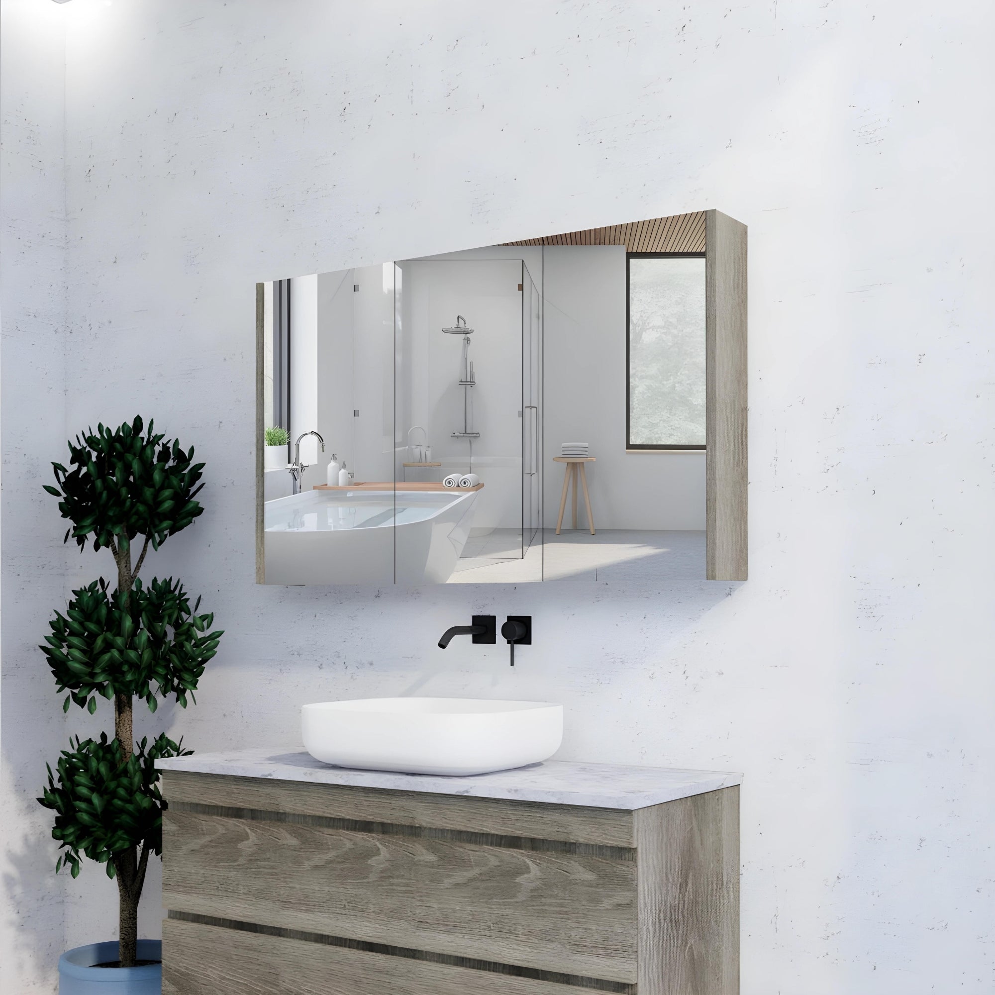 RIVA GENEVA DARK OAK MIRROR SHAVING CABINET 1200X720MM